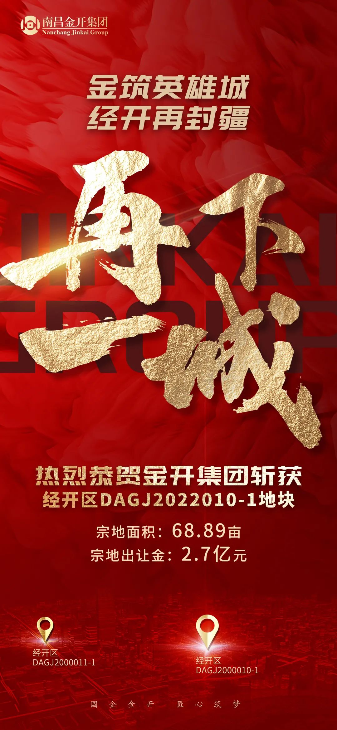 喜報！金開集團2.7億再次成功摘地
